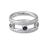 14K White Gold 5/8 ct. Machine Set Diamond and 3/4 ct. Sapphire Wedding Band (F-G Color, VS Clarity)