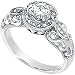 14K White Gold Created Moissanite & Diamond Ring