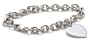 Sterling Silver Link Bracelet w/ Heart Tag, 7.5"
