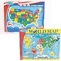World & US Floor Puzzles (Set of 2)