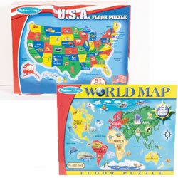 World and US Floor Puzzles (Set of 2) by Cognitive Skills