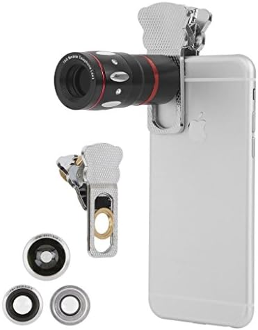 Ivation Universal Smartphone Camera Lens Kit for Samsung Galaxy 5, S5, S6, S6 Edga and All Smartphones - Includes 10x Telephoto Lens, 180° Fisheye Lens, Macro Lens, Wide Angle Lens, Universal Smartphone Clip - Bonus Lens Pouch Included - Silver