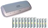 Hitech - Universal Charger & Yuasa EniTime Precharged Rechargeable Batteries (8-pack AA & 4-pack AAA Ni-Mh). FREE 4 C Adaptors and 4 D Adaptors