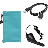 GTMax Car Charger for Acer Aspire One with USB Port + Sony Walkman USB Data Cable for Sony Walkman Video MP3 Player E436 / E438 / S638 / S736 / S738 / S544 / S545 / X1051 / X1061 + Microfiber Case