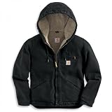 Carhartt WJ141 Blouson Femme court capuche doublure Sherpa - Noir