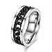 Topick Men's Fashion Black Stainless Steel Wide 8mm Spinner Chain-Shaped Ring (11)