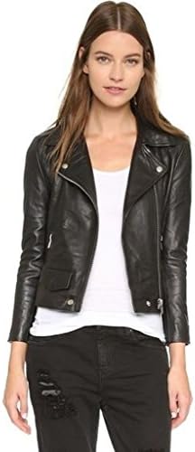 WNS Leather Women's Lambskin Leather Motorcycle Biker jacket - Large