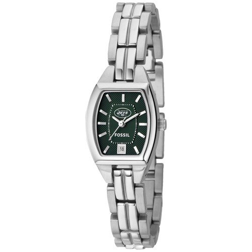 New York Jets Watches : Fossil New York Jets Ladies Stainless Steel Analog Cushion Watch