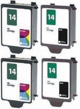 Take4Less 4-pack 2B+2C HP # 14 C5010DN C5011DN Remanufactured Ink Cartridges for Hewlett-Packard Deskjet cp1160 cp1160tn Officejet 7140xi 7130 7130xi 7110 7110xi d125xi 135 d135xi d145 d155xi 5010DN 5011DN HP14
