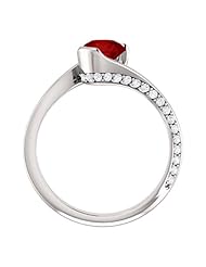 10K White Gold 6.00mm Round Cut Chatham Created Ruby and Diamond Ring -- LIFETIME WARRANTY