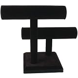2 Tier Black Velvet T-Bar Bracelet Watch Jewelry Stand Display