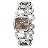 Gucci Women`s YA125503 G Gucci Small Diamond Brown Dial Steel Watch