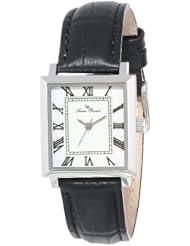 Lucien Piccard Womens LP-10502-02 Bianco Silver Dial Black Leather Watch