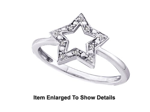 Stunning 10k. Solid Gold Genuine Diamond Star Ring