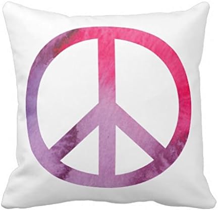 Peace Sign Watercolor Double Sided Throw Pillow Case