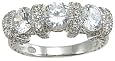 Sterling Silver CZ 3 Stone Women`s Anniversary Engagement Ring