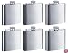 Set of 6 Stainless Steel Liquor Flasks - 8 Ounce Each