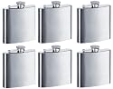 Set of 6 Stainless Steel Liquor Flasks - 8 Ounce Each