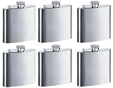Set of 6 Stainless Steel Liquor Flasks - 8 Ounce Each