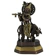 Lord Krishna Brass Figurine Hindu Religious Statue