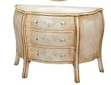 Antique Cream Finish Handpainted English Garden Bombe Chest