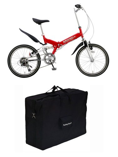 Raychell(レイチェル) 20インチWサス6スピード折畳み自転車 MFWS-206R-07 レッド / キャリーバッグ 2点セット