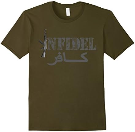 Men's Infidel With Camo Lettering - Black Shirt Large Olive