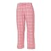 Pink and black tartan plaid check tie cord flannel cotton pants for lounging, sleep, sports. Unisex relaxed fit, available in 3 Youth sizes