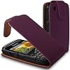 CNL PURPLE LEATHER FLIP COVER CASE SKIN FOR BLACKBERRY CURVE 8520 / 9300 3G MOBILE PHONE