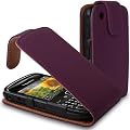 CNL PURPLE LEATHER FLIP COVER CASE SKIN FOR BLACKBERRY CURVE 8520 / 9300 3G MOBILE PHONE
