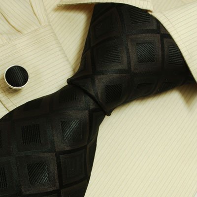 Brown Checkers Tie for Men Dark Green Checker Gift Idea for Man Handmade Silk Neckties Cuff Links Set 6435