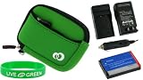 3n1 Neoprene Sleeve (Forrest Green) Case / NB-6L 1000mAh Li-Ion Battery / AC DC Charger for Canon PowerShot SD3500IS 14.1 MP Digital Camera Pink