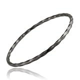 Black Rhodium Overlay Sterling Silver 3mm Twist Bangle Bracelet