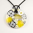 Yellow Millefiori Murano Glass Pendant - Daisy Yellow