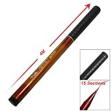 Como Black Brown Textured Handle 15 Sections 4M Telescopic Fishing Rod
