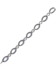 Sterling Silver & Cz Black Rhodium Plated Bracelet