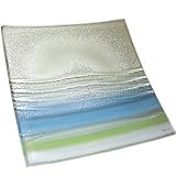 Green Large Fluted Glass Serving Platter