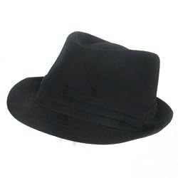 100% LIGHT COTTON STINGY BRIM FEDORA HAT BLACK - Medium