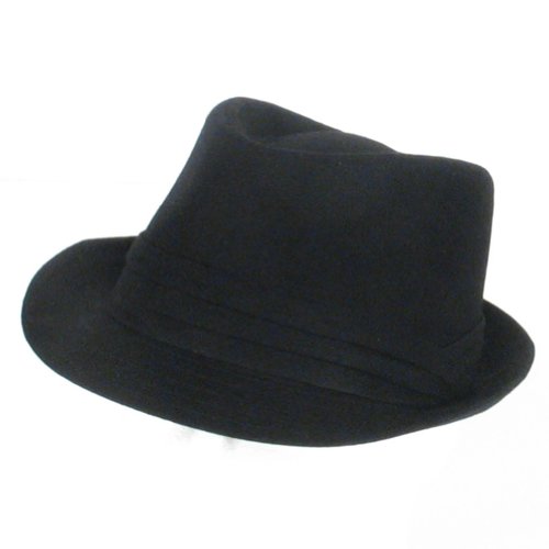 100% LIGHT COTTON STINGY BRIM FEDORA HAT BLACK - Medium