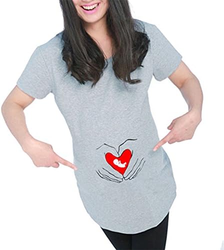 Protect Baby in Heart Holding in the Palm Sincere Maternity Tshirt Grey Large