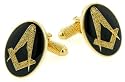 Gold plated masonic cufflinks with black enamel