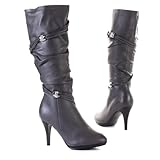 Damen Schuhe, Stiefel, 66965, Synthetik in hochwertiger Leder Optik, Grau, Gr 37