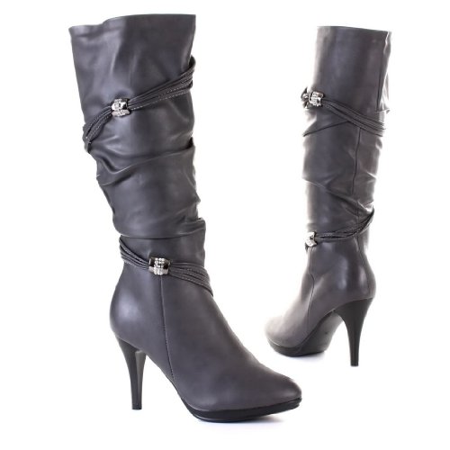 Damen Schuhe, Stiefel, 66965, Synthetik in hochwertiger Leder Optik, Grau, Gr 37