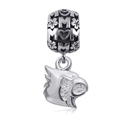 NCAA Louisville Cardinals .925 Sterling Silver Mom Charm Bead, Louisville Jewelry