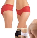 Lace Trim Low Rise Boxer Boy Shorts in Sexy Semi-Sheer Mesh - No Side-Seam