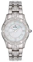 Bulova Women's Swarovski Crystal Bracelet Mother of Pearl Dial Watch #96L116