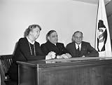 417UaXJANsL. SL160  Director F.H. LaGuardia (center) and Mrs. Eleanor Roosevelt, assistant director of the Office of Civilian Defense with Dean James M. Landis (right) of the Harvard Law School on the occasion of his arrival in Washington to assume his new duties as executive in the Office of Civilian Defense   Jan. 1942   16x20 Photographic Print from the Library of Congress Collection