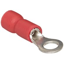 Morris Products 10012 Ring Terminal, Vinyl Insulated, Red, 22-16 Wire Size, #6 Stud Size (Pack of 100)