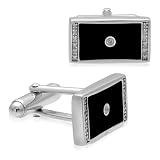 Mens Sterling Silver Enamel Rectangular Diamond Cuff Links (1/10 cttw, I J Color, I2 I3 Clarity) 417UbaVKuDL. SL160 Mens Sterling Silver Enamel Rectangular Diamond Cuff Links (1/10 cttw, I J Color, I2 I3 Clarity)