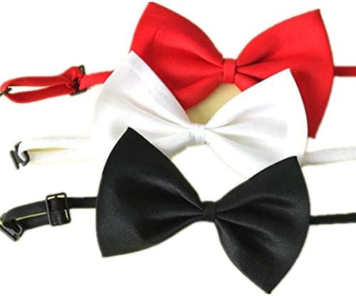 OALY Pet Dogs Bow Tie Solid Gentleman Fan Knot Tie 3Pcs White Black Red